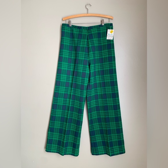 Miss k  70's Vintage Wide Leg Pants, plaid new old stock polyester - Picture 1 of 7